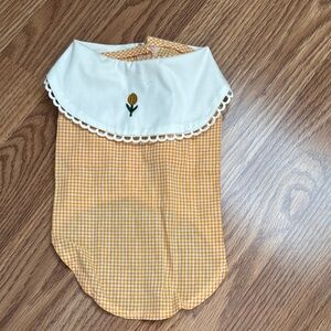 Yellow Gingham Dog Dress with White Collar